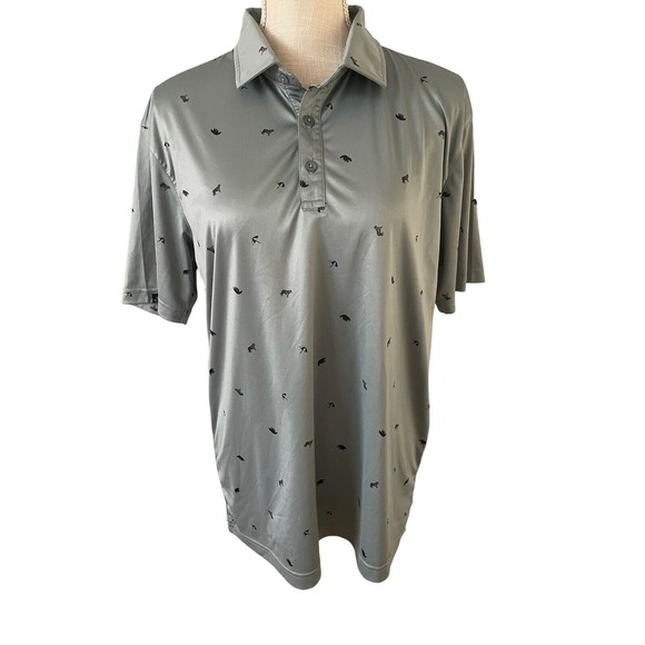 Swannies Performance Golf Polo Slate Gray Tiger Bear Umbrella Mens Medium - Picture 1 of 7